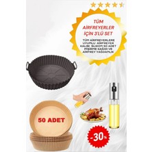 Allians Airfryer Pişirme Seti: Silikon Kap, Yağ Kağıdı ve Yağlık Hediye