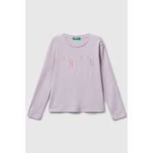 United Colors Of Benetton Lila Kadın / Kız Kk_önü Parıltılı Logo Baskılı Slim Fit Uzun Kollu T-Shirt Model Kodu: ( 3I9WG10JSLİLA)