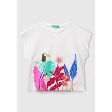 United Colors Of Benetton Beyaz Kadın / Kız Kk Kk_kroşe Detaylı Kimono Kollu T-Shirt Model Kodu: ( 3I1XG10JH101)