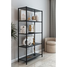 Dekozum Thor Kitaplık Çalışma Ofis Kitaplık Çok Amaçlı Dekoratif Raf 150X66 cm Antrasit
