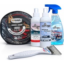 Amiral Muhteşem Kış Seti Akü Takviye Kablosu-Buz Çözücü Sprey-Buz Kazıyıcı-Buğu Önleyici-Yağmur Kaydırıcı