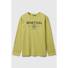 United Colors Of Benetton Hardal Erkek Ej_önü Logo Baskılı Bisiklet Yaka Uzun Kollu T-Shirt Model Kodu: ( 3I1XC10Q3HARDAL)