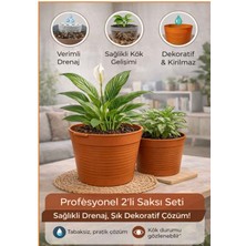 Akıllı Ikili Saksı Seti - Terracota Dekoratif Saksı + Şeffaf Üretim Saksısı | Drenajlı, Kırılmaz