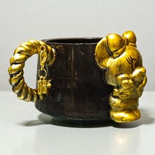 Bonita Bon Luxe El Yapımı 3D Yaldızlı Mickey Minnie Figürlü Hediye Harf Yada Kalp Charm'lı Kişiye Özel Seramik Kupa