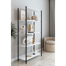 Dekozum Thor Kitaplık Çalışma Ofis Kitaplık Çok Amaçlı Dekoratif Raf 150X66 cm Beyaz