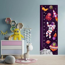 Uzay Temalı Boy Ölçme Sticker - Ölçüm Cetveli Duvar