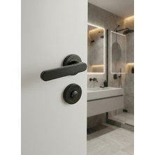 Merkezoğlu Yüksel Alfa Mat Siyah Kapı Kolu Wc/banyo Tipi Yuvarlak Rozet 1 Takım