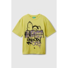 United Colors Of Benetton Hardal Erkek Ej_çok Renkli Peanuts Baskılı Kolu Logo Etiketli Comfort Fit T-Shirt Model Kodu: ( 3X1SC10PNHARDAL)