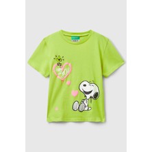 United Colors Of Benetton Hardal Kadın / Kız Kk_önü Baskılı Logo Detaylı Ribana Yakalı T-Shirt Model Kodu: ( 3X1SG10JVHARDAL)