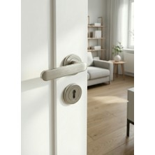 Merkezoğlu Yüksel Alfa Inox Kapı Kolu Oda Tipi Yuvarlak Rozet 1 Takım (2 Adet) Modern Iç Kapı