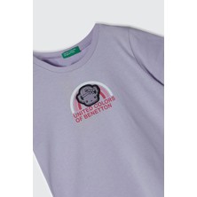 United Colors Of Benetton Lila Kadın / Kız Kk Kk_su Baskılı Logolu ve Aplikeli Yaz T-Shirt Model Kodu: ( 224P3I1XG10EI26G)