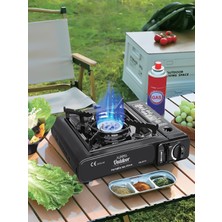 Azurtech Portatif Kamp Ocağı 2.3kw Kırmızı | Taşınabilir Tekli Gazlı Ocak | Rüzgar Geçirmez, Piknik, Kamp, Bahçe, Tekne Kullanımı Için