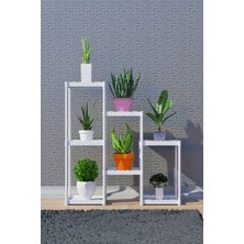 Dekozum Işıl 7 Raflı Plastik Beyaz Saksılık Dekoratif Çiçeklik Saksı Standı