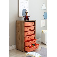 Dekozum Kids 6 Sepetli Gülenyüzlü Oyuncak Dolabı Organizeri Oyuncak Kutusu Oyuncak Box