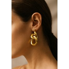 Kokoş Çelik Küpe Halka Detay Gold