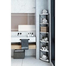 Dekozum 6 Raflı Köşe Metal Banyo Rafı Şampuanlık Deterjanlık Çok Amaçlı Raf 180 cm