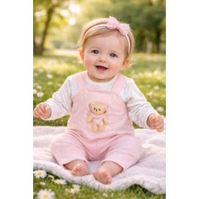 Babies Kız Bebek Ayıcık Cepli Salopet Tulum – Yumuşak Pamuklu, Günlük ve Özel Gün Kullanımı (3 Ay 6 Ay 9 Ay)