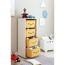 Dekozum Kids Modern Güleryüz Sepetli Oyuncak Dolabı 110 cm 4 Çekmeceli Çok Renkli Kullanım Kolaylığı