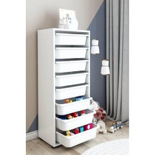 Dekozum Kids Oyuncak Dolabı Çok Amaçlı Dekoratif Oyuncak Box Sepetli Dolap 8 Sepetli
