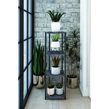 Dekozum 4 Raflı Çiçeklik Saksılık Rafı Standı Dekoratif Çok Amaçlı Raf