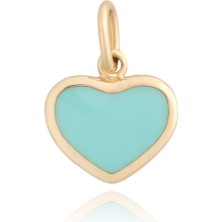 Berk Mücevherat 14 Ayar Altın Mavi Mineli Kalp Kolye Ucu
