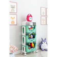 Dekozum 3 Katlı Oyuncak Dolabı, Oyuncak Organizeri, Sepetli Oyuncak Dolabı