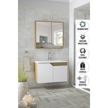Alfa Banyo Delta Safir 80 cm Komple Mdf, Lavabolu Banyo Dolabı Seti-Hazır Kurulu