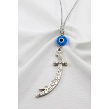 Biuti Yassı Cam Nazar Boncuklu Desenli Zülfikar Kılıcı Araba Dikiz Ayna Süsü, Yeni Araba Hediyesi