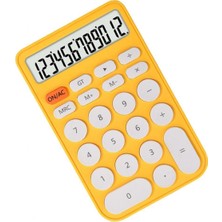 PremiumPort Sevimli Yuvarlak Tuşlu 12 Basamaklı Masaüstü Hesap Makinesi, Sarı