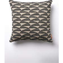 The Kun Jakarlı Dokuma Geometrik Desenli Kırlent Kılıfı-Antrasit