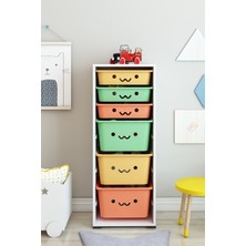 Dekozum Kids 6 Sepetli Oyuncak Dolabı Oyuncak Box Oyuncak Saklama Kutusu