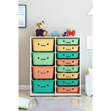 Dekozum Kids 12 Sepetli Oyuncak Dolabı Oyuncak Kutusu Oyuncak Organizeri Box