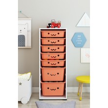 Dekozum Kids 7 Sepetli Gülücüklü Oyuncak Dolabı Oyuncak Kutusu Oyuncak Saklama Box