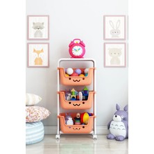 Dekozum Sophia 3 Raflı Çocuk Oyun Oyuncak Dolabı Oyuncak Organizeri Oyuncak Rafı