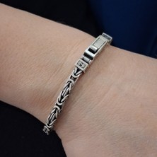 Bir Gümüş Aşkı Yeni Model 925 Ayar Gümüş Kare Kral Kutu Kilitli Erkek Bileklik