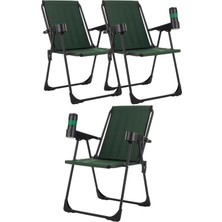 Dekozum 3 Adet Kamp Sandalyesi, Katlanır Kamp Sandalyesi, Bardaklıklı Kamp Sandalyesi,plaj Piknik Sandalyesi