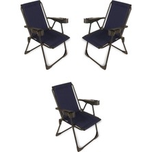 Dekozum 3 Adet Kamp Sandalyesi, Katlanır Kamp Sandalyesi, Bardaklıklı Kamp Sandalyesi,plaj Piknik Sandalyesi