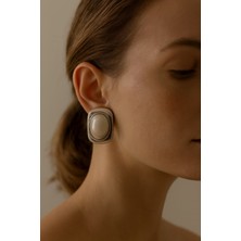 Kokoş Küpe Inci Detay Çelik Gümüş Rengi