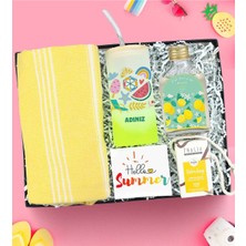 Özbience Yaz Temalı Peştemal, Buzlu Cam Bardak, Thalia Sabun ve Kolonya Seti