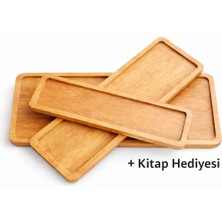 [kalemkitaphome] 3’lü Doğal Bambu Ahşap Sunum Tepsisi Seti + Sürpriz Kitap Hediyesi
