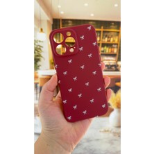 Vip Case iPhone 13 Pro Max Uyumlu Beyaz Fiyonk Desenli Silikon Darbe Emici Klasik Korumalı Rubber Kılıf