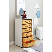 Dekozum Kids 6 Sepetli Çok Amaçlı Dolap, Mutfak Dolabı, Çocuk Oyuncak Dolabı, Oyuncak Organizer