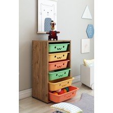 Dekozum Kids 6 Sepetli Gülenyüzlü Oyuncak Dolabı Organizeri Oyuncak Kutusu Oyuncak Box