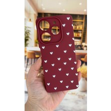 Vip Case Tecno Spark 10 Pro Uyumlu Beyaz Kalp Desenli Silikon Darbe Emici Rubber Kılıf