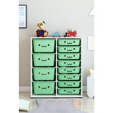 Dekozum Kids 12 Sepetli Oyuncak Dolabı Oyuncak Kutusu Oyuncak Organizeri Box