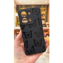 Vip Case Vivo Y36 Uyumlu Siyah Kelebek Desenli Silikon Darbe Emici Klasik Korumalı Rubber Kılıf