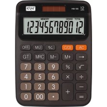 PremiumPort 12 Hane Masaüstü Hesap Makinesi HM-185 Bn Kahverengi