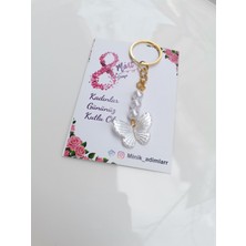 Minik Adımlar 8 Mart Dünya Kadınlar Günü Hediyesi Inci Kelebek Figürlü Anahtarlık Çanta Süsü