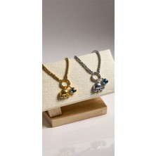 Kokoş Çelik Bileklik Nazar Boncuk Detay Gold Renk