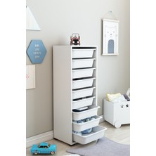 Dekozum Kids Modern Tasarımlı 9 Sepetli Oyuncak Dolabı Organizer Beyaz 122x30x45 cm Dayanıklı